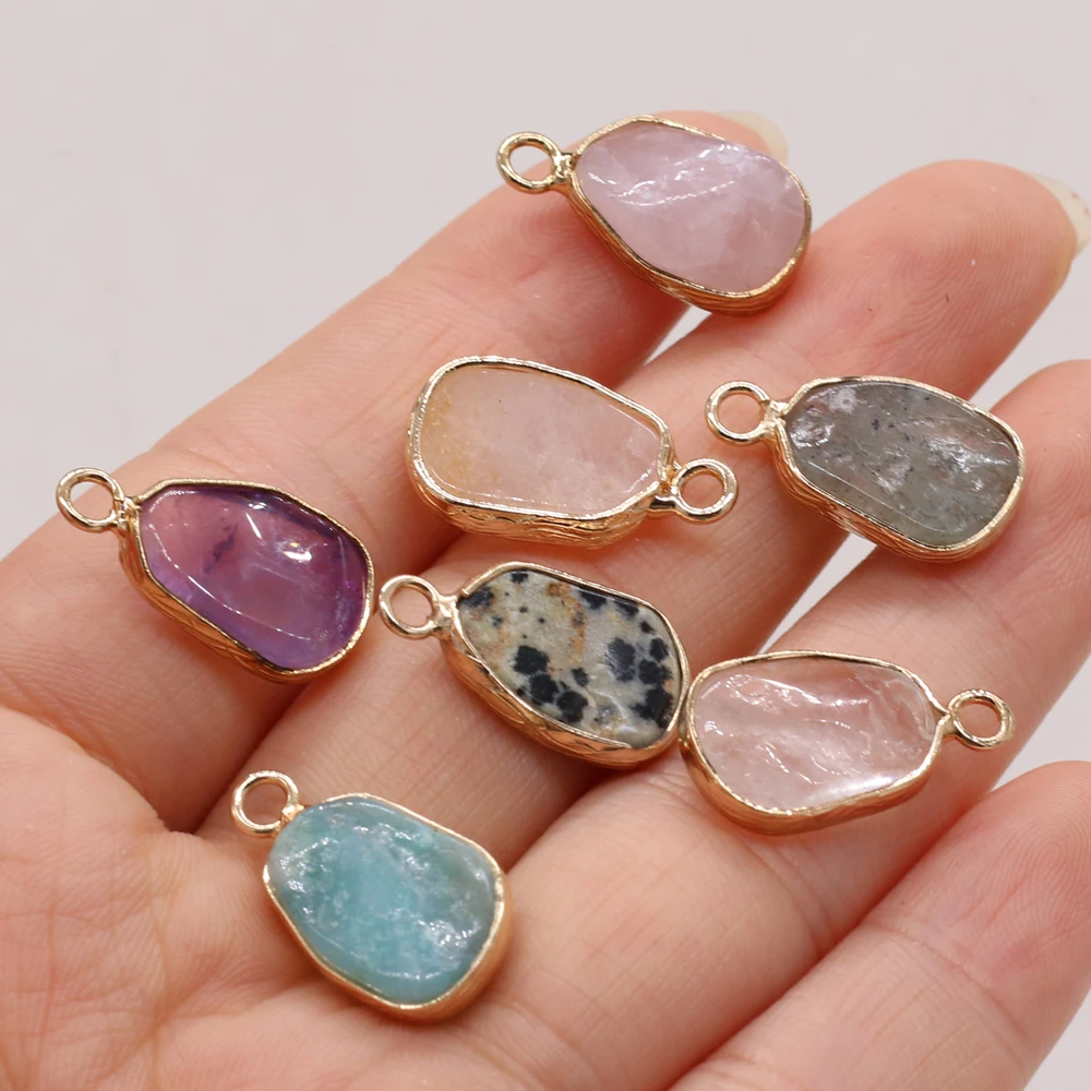 5 PCS Natural Semi-precious Stone Pendants Clear Quartz Amazonite Rose Quartz for DIY Jewelry Making Gift Handmade Accessories