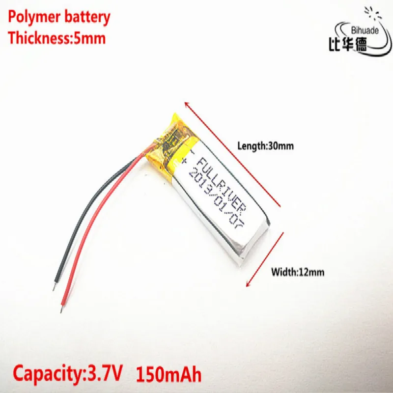 Production of high quality in 2019 051230 501230 150MAH BT150 Bluetooth Headset 3.7V lithium polymer battery 37V