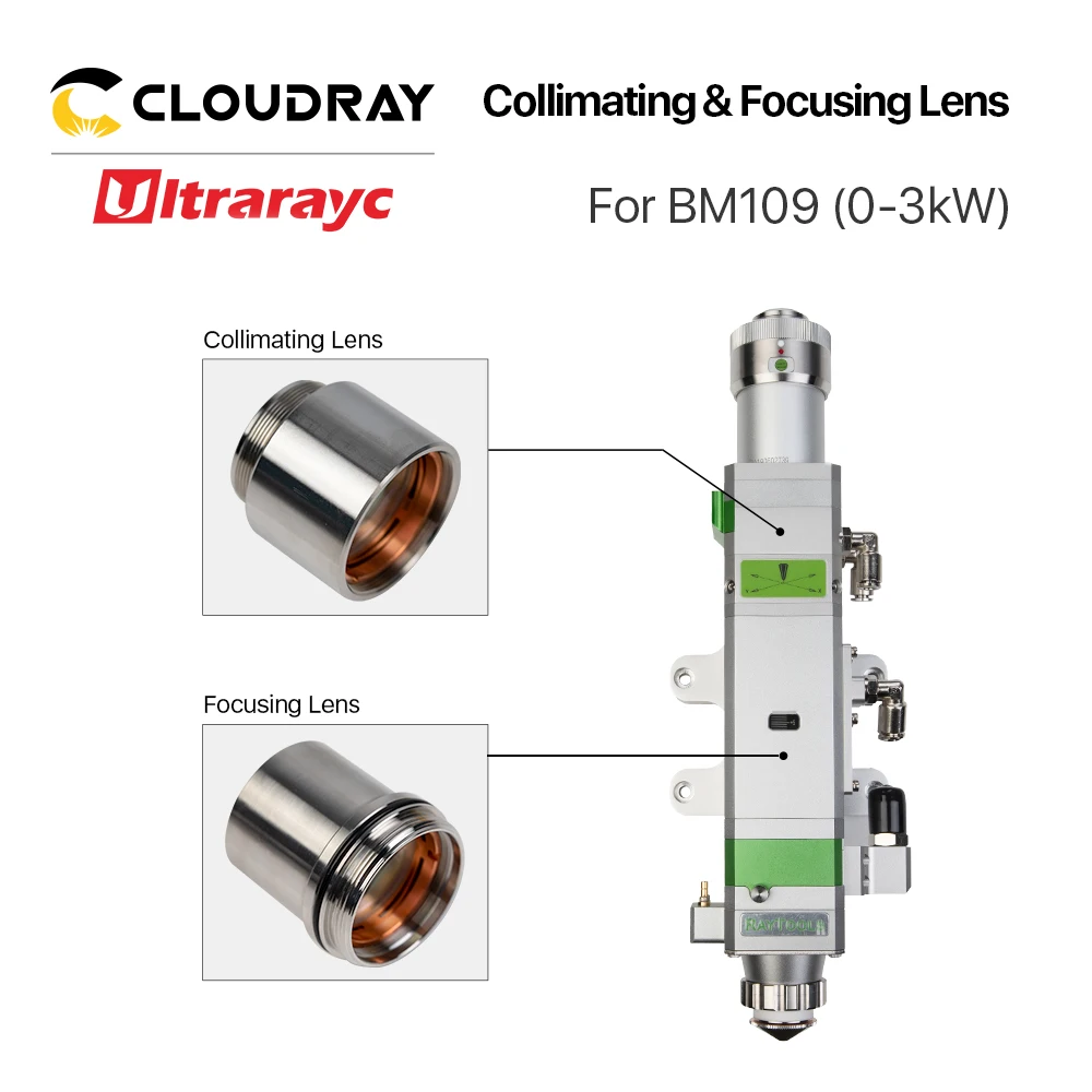 Ultrarayc bm109 1.5kw colimating & lente de focagem d28 f100 f125mm com suporte de lente para raytools cabeça de corte a laser bm109