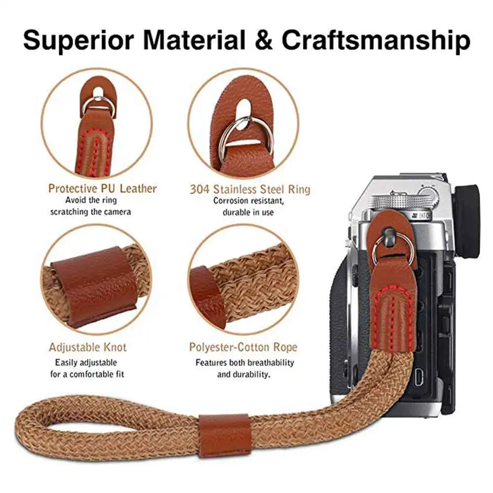 Foleto cinturino per fotocamera in pelle da polso in Nylon corda per fotocamera cinturino da polso a mano cordino per Leica Canon Nikon Sony SLR cintura per fotocamera
