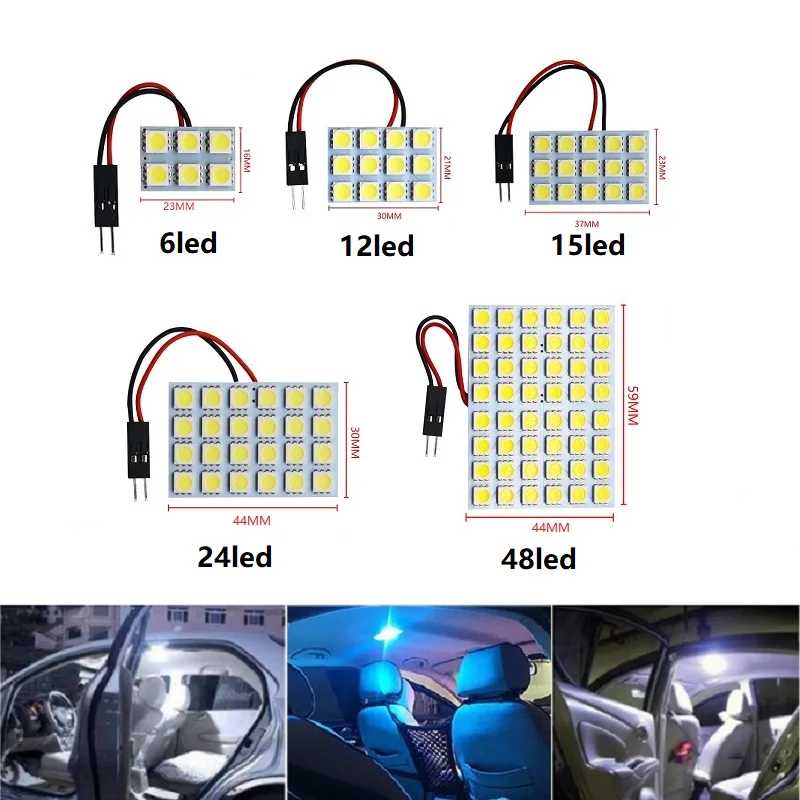 Auto T10 Festoon 5050 6/9/12/15/18/20/24/36/48 SMD Panel light white/ice blue Car LED Reading Dome Trunk lamp bulb 12V Lights