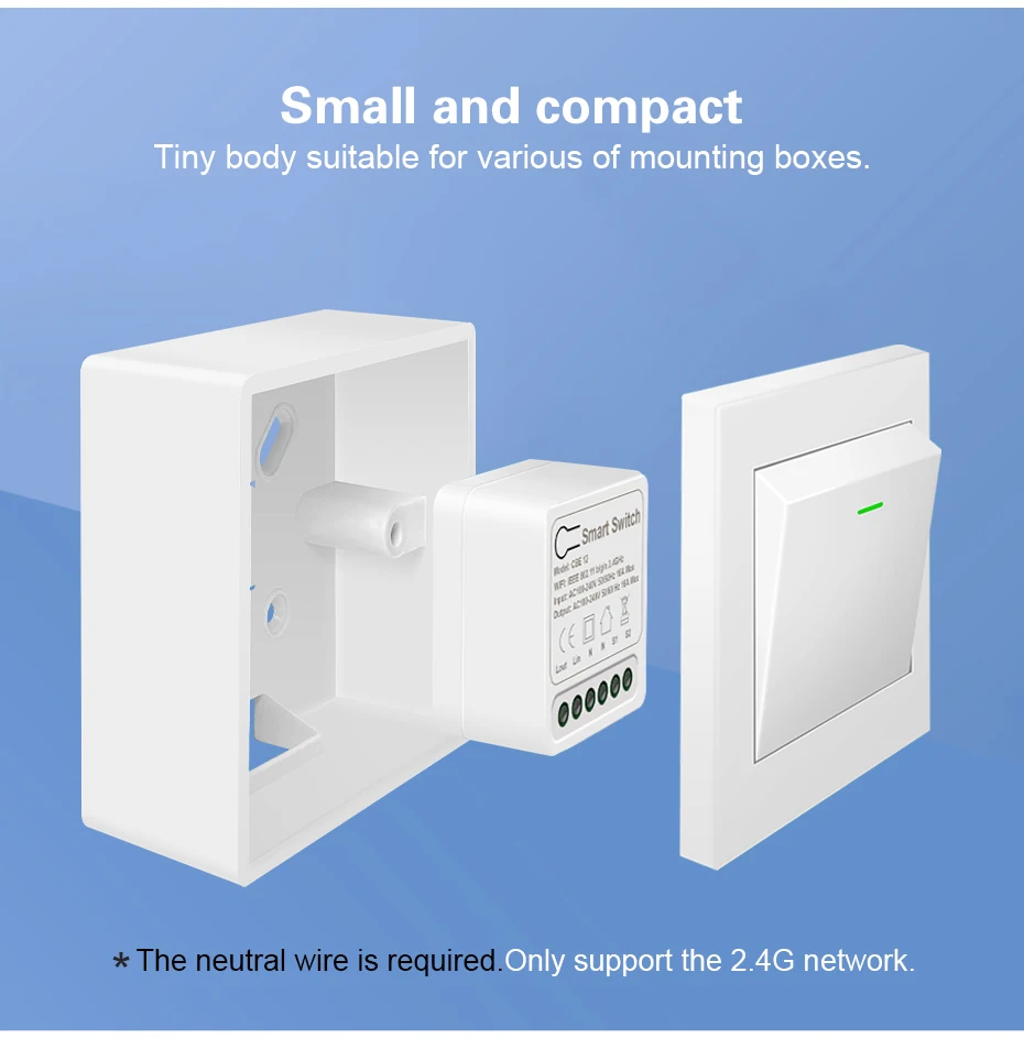 CBE 16A Mini Wifi DIY Light Switch Module 2-way Control Work With eWelink Smart Home Alexa Google Home Assistant Yandex Salute