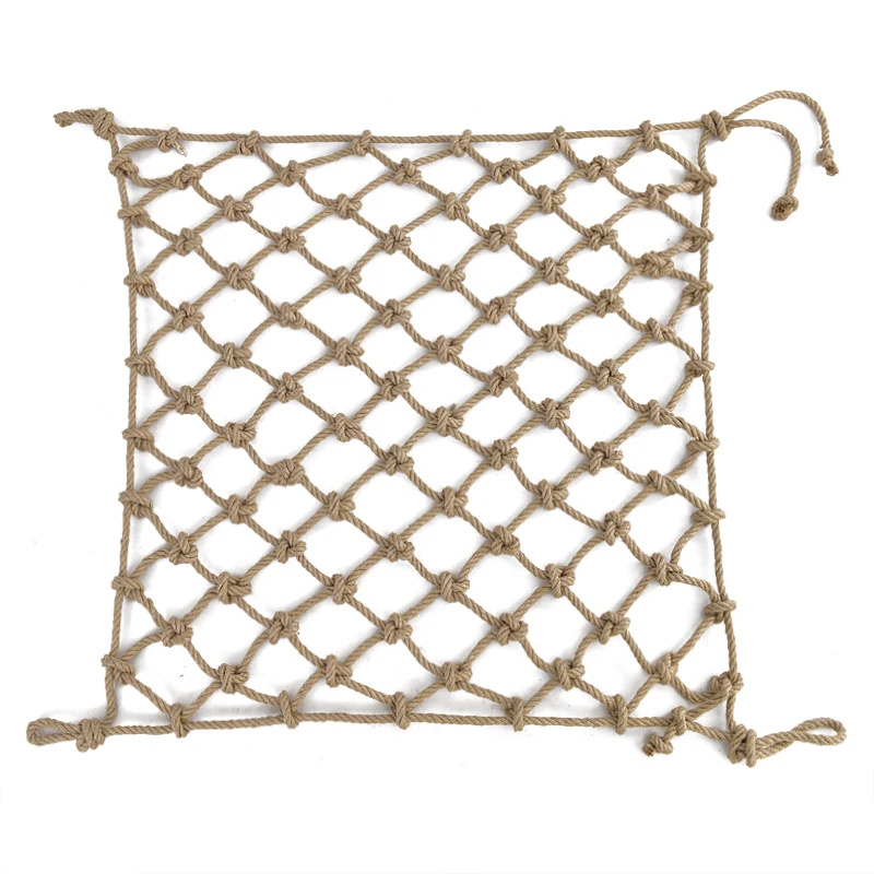 HQ HR1 Hemp Rope Net Mesh for Ceiling Decoration Partition Protective Fence Safety Game Climbing Ladder 4-15MM Diameter