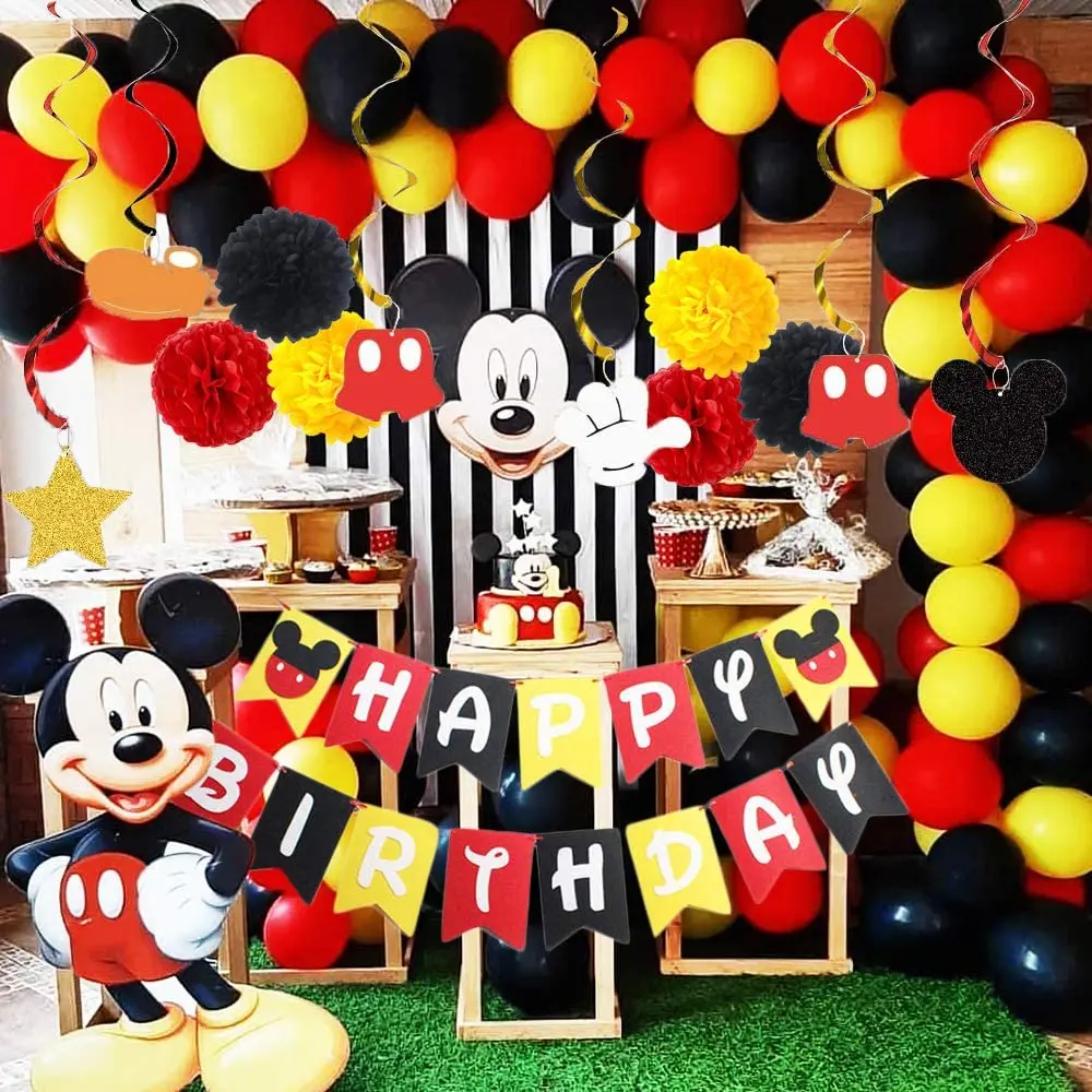 Disney Mickey Minnie Mouse Happy Birthday party decor Mickey Minnie Party Felt Cloth Decoration Articles Party Cake Supplies