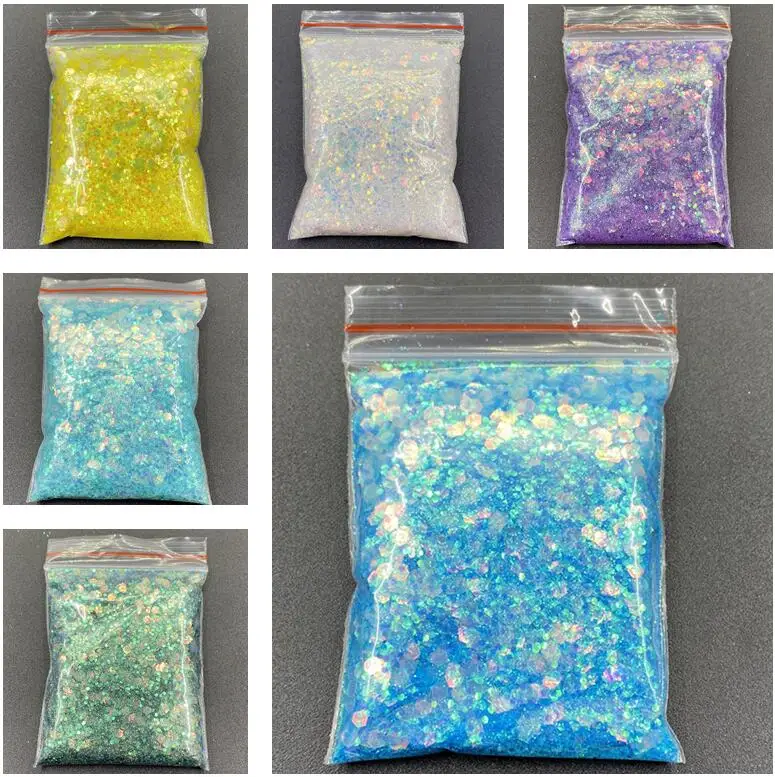 20g/bag Mermaid Glitter Flakes Sparkly 3D Hexagon Holographic UV Gel Varnish Nail Tips Glitter Powder DIY Nail Art  Decoration