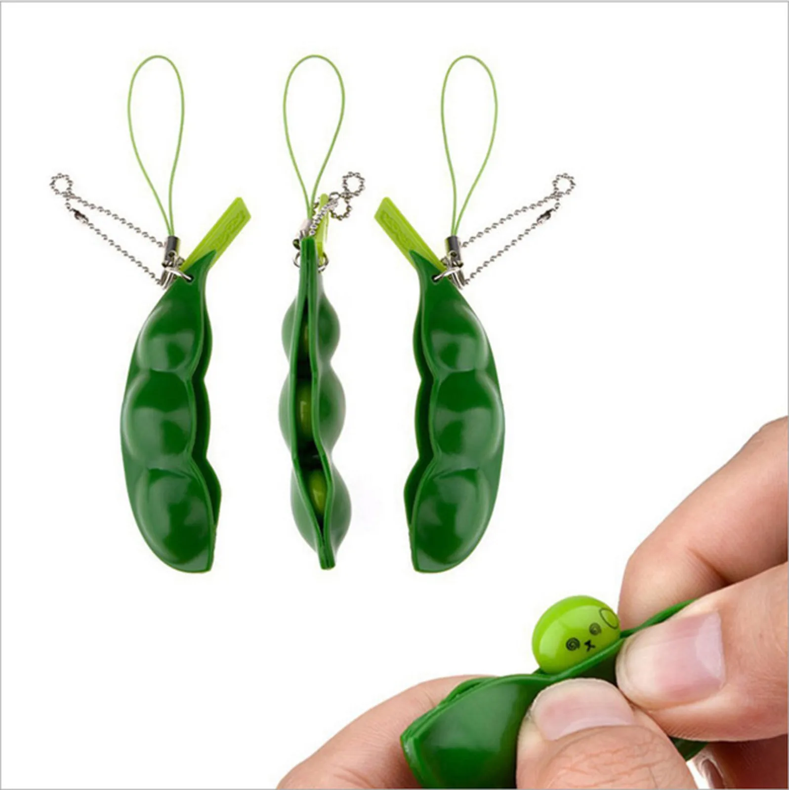 Decompression Toys Pop It Squishy Squeeze Peas Beans Keychain Cute Stress Adult Toy Rubber Boys Gift