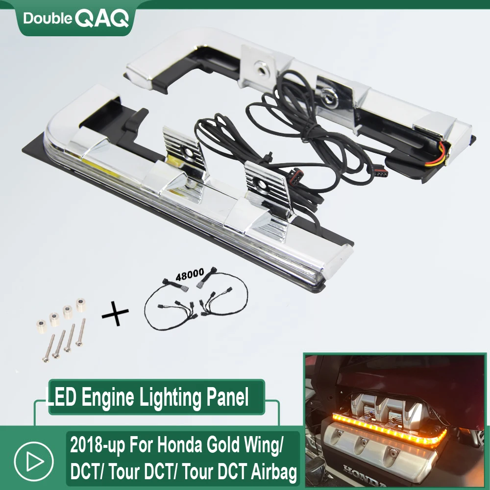 New Motorcycle Chrome-Plated LED Engine Lighting Panel For Honda Goldwing 1800 F6B GL1800 Tour DCT Airbag 2018 2019 2020