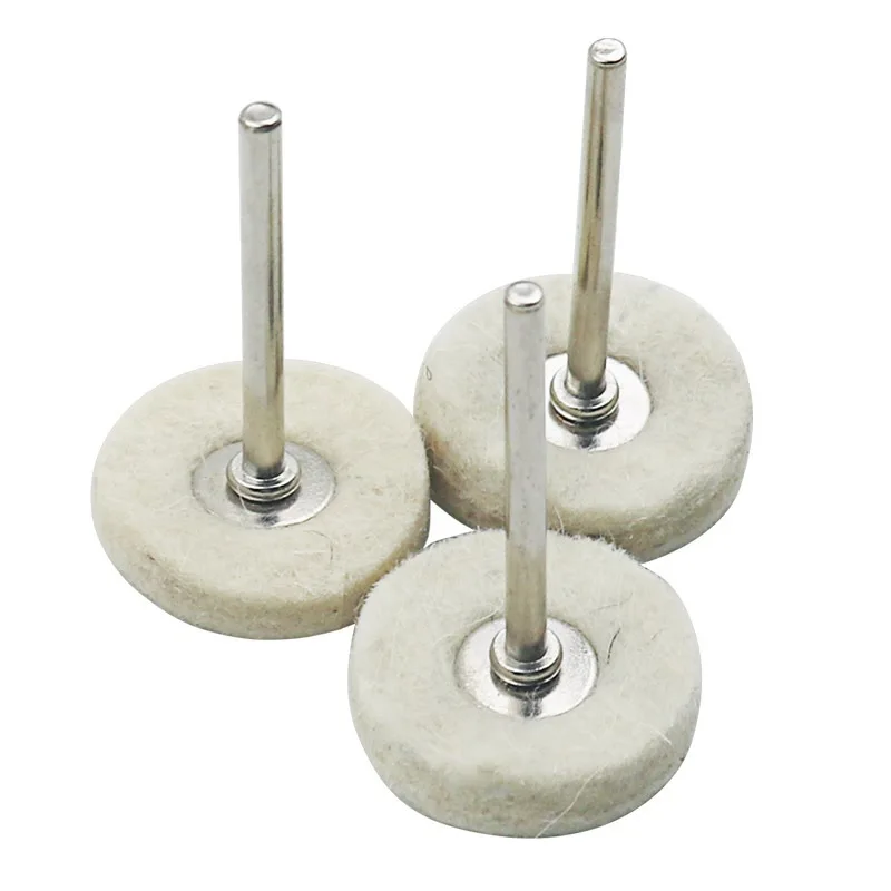 10Pcs 3Mm Shank บดขัด Buffing Round Pad ผ้าขนสัตว์ขนสัตว์เครื่องมือขัดสำหรับ Dremel สว่านขัดอุปกรณ์เสริม