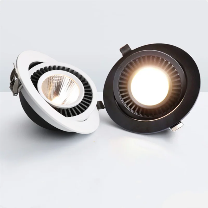 

Brand new round 360 degree adjustable LED COB recessed downlight black/white 9W 12W 15W LED ceiling spotlight picture background