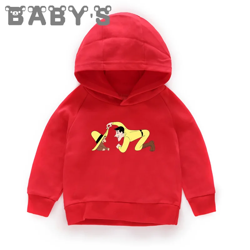 Children Hooded Hoodies Kids Curious George Monkey Cartoon Sweatshirts Baby Pullover Tops Girls Boys Funny Cute Clothes,KMT5266