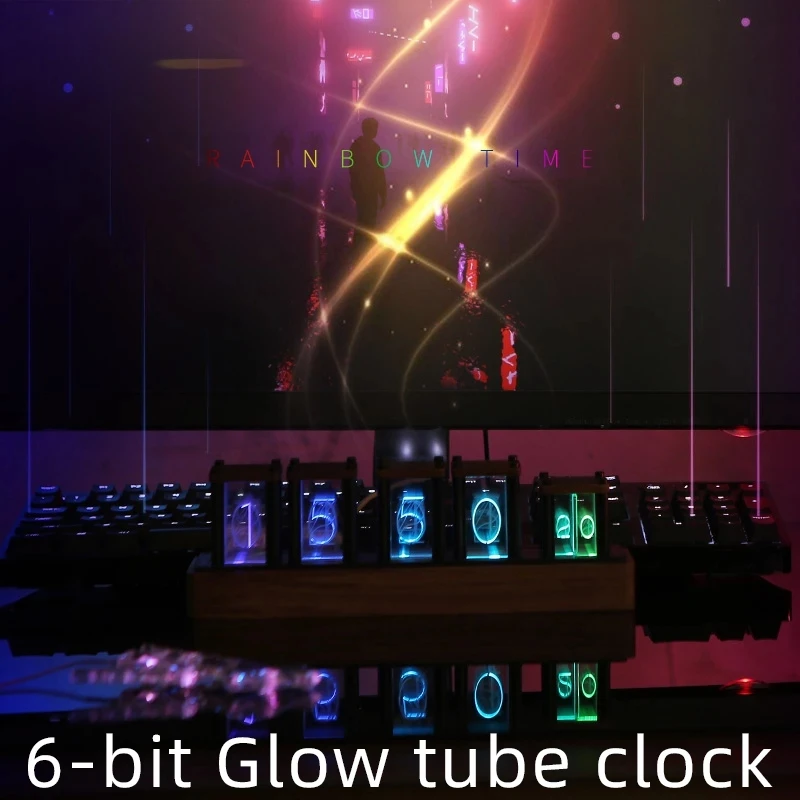 5V1A نيكسي ساعة الرقمية توهج أنبوب 6 بت LED التقويم الإلكتروني RGB ساعة ليد DIY بها بنفسك مكتب الديكور سطح المكتب لعبة ديكور المنزل