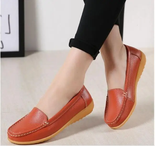 

Large size autumn Spring Flats Women Shoes Loafers Genuine Leather Women Flats Slip On Women's Loafers Female Moccasins Shoes