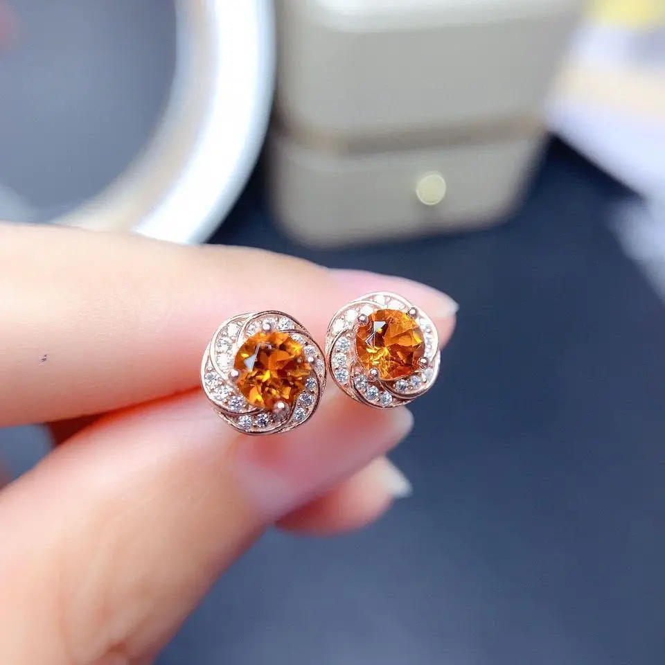 

Женские серьги из серебра 925 пробы, с желтыми искусственными камнями