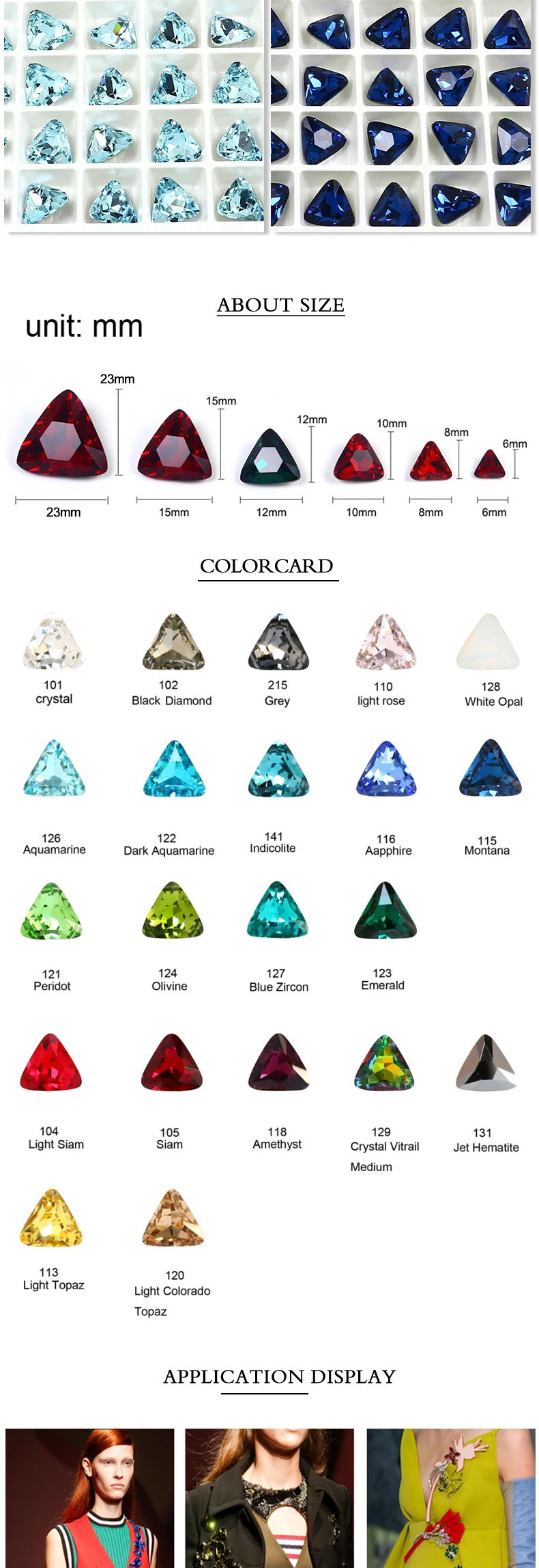 High Quality Pointed Back Gems K9 Glass Fancy Stone Triangle Crystal Rhinestone Loose Stones For DIY Jewelry Decoration Crafts