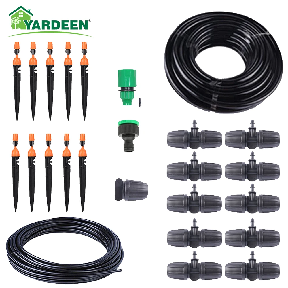 

10M 9/12" Hose Automatic Micro Drip Irrigation DIY Mist Cooling System with Adjustable Drip/Spray Nozzle