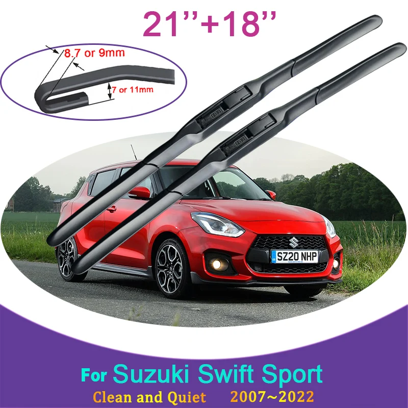 for Suzuki Swift Sport 2007 2008 2009 2010~2022 Frameless Rubber Wiper Snow Scraping Front Windshield Brushes Car Accessories