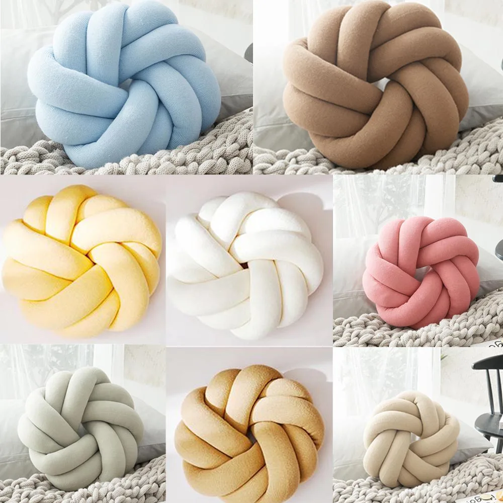 

DIY Handmade Knot Back Cushion Cozy Car Lumbar Pillow Home Decorative Sofa Seat Cushion Soft Office Hand Rest Pillow With Core