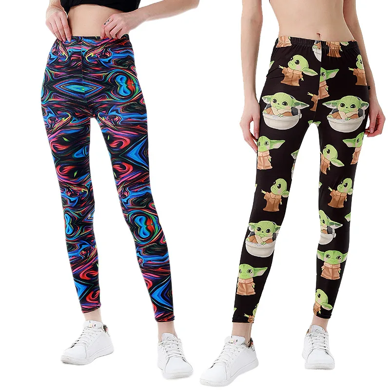 Fashionable 3D Digital Printed Colorful Cartoon Pattern Women's Leggings High Waist Stretch Street Style Hip Lift Sweatpants