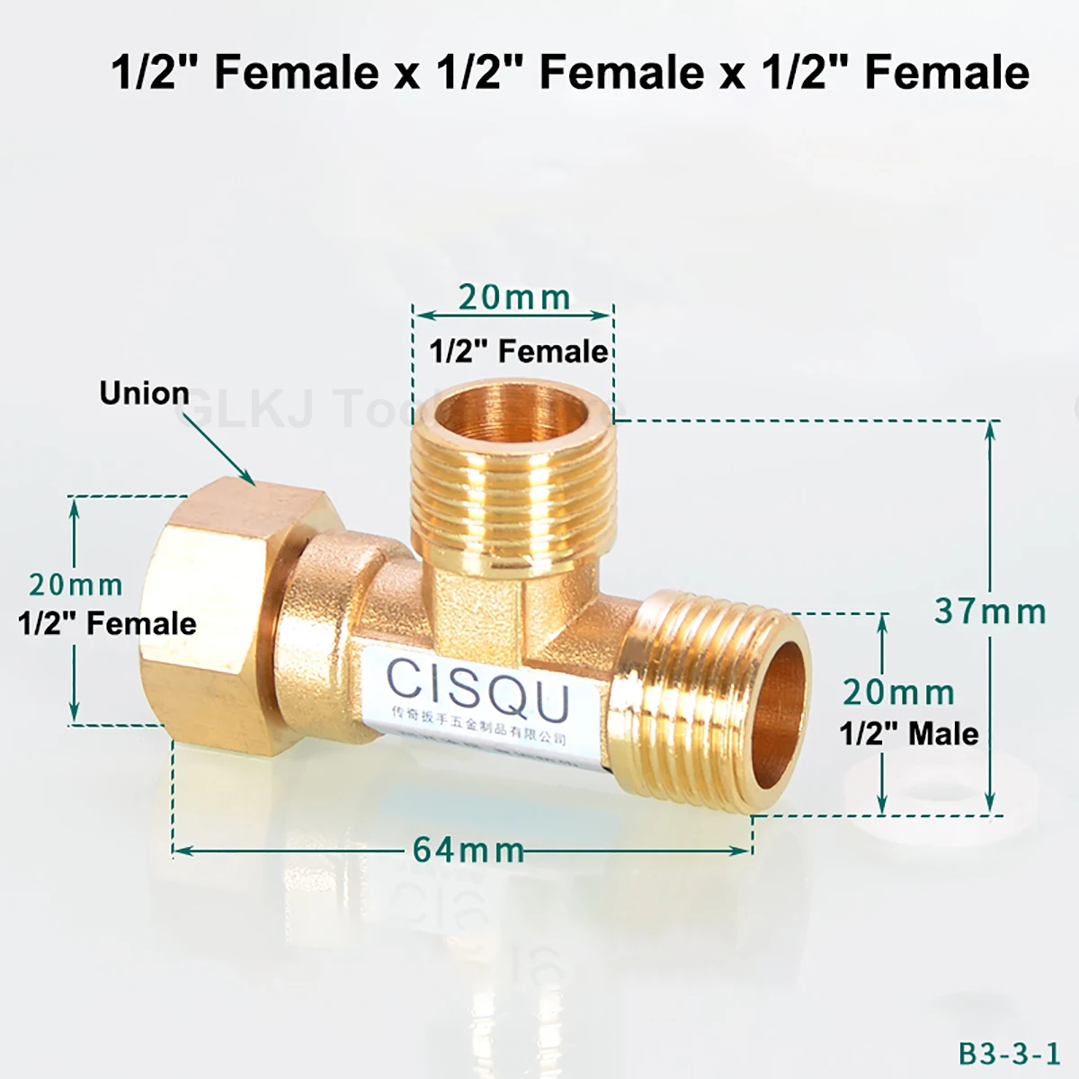1 pz BSP 1/2 "filetto femmina raccordo in ottone raccordo a t a 3 vie raccordo idraulico pneumatico raccordo acqua carburante Gas adattatore rame