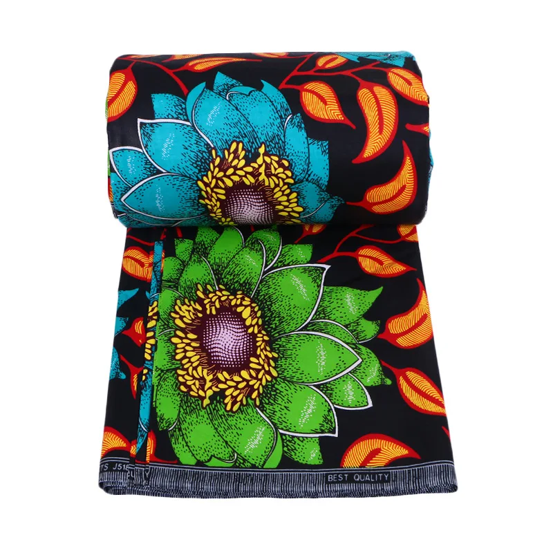 Tela 2019 algodón con estampado de hojas y flores, tejido azul y verde, naranja, 100% yardas,