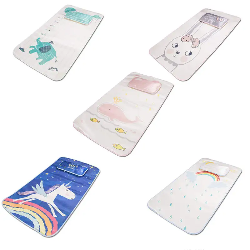 Baby Summer Sleeping Ice Silk Fiber Mattress Infant Crib Mat Breathable Cool Newborn Toddler Bed Under Pad Including Pillow