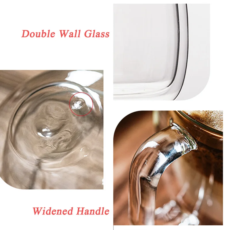 Imagem -04 - Double Walled Glass Canecas com Alça Camada Isolada Copo Grande para Chá Cerveja Cappuccino Pcs