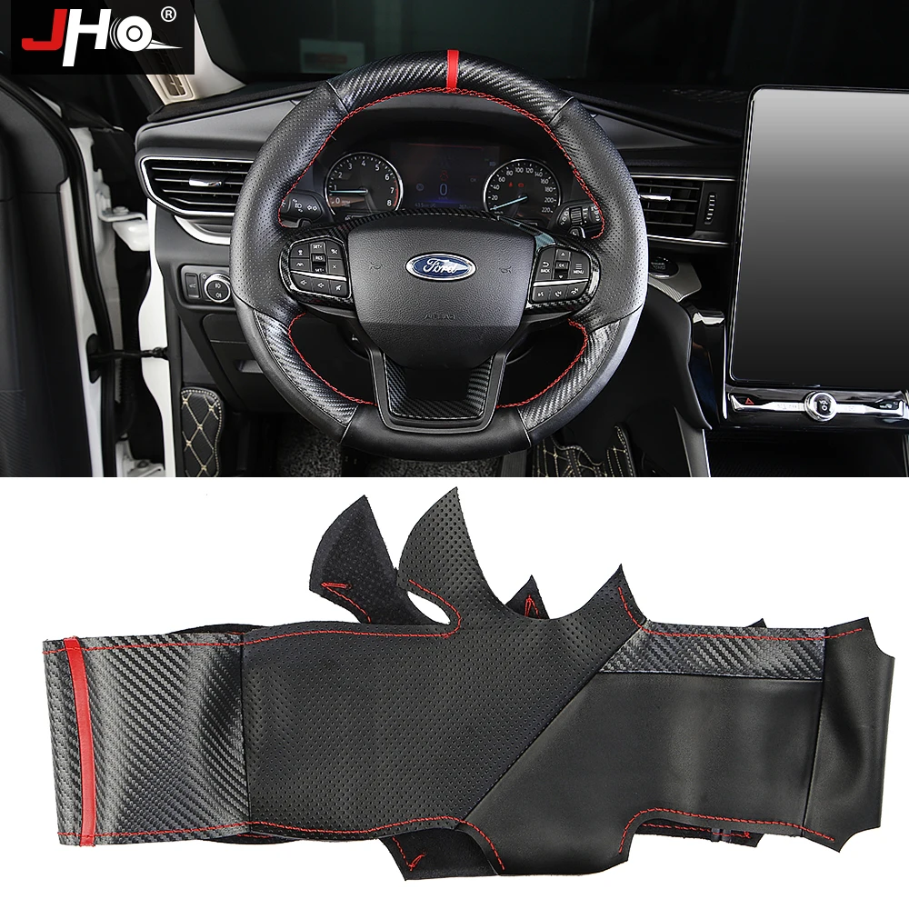 

JHO Artificial Leather Wear-resistant Hand-stitched Sewing Steering Wheel Cover For Ford Explorer 2020 Limited Car Accessories