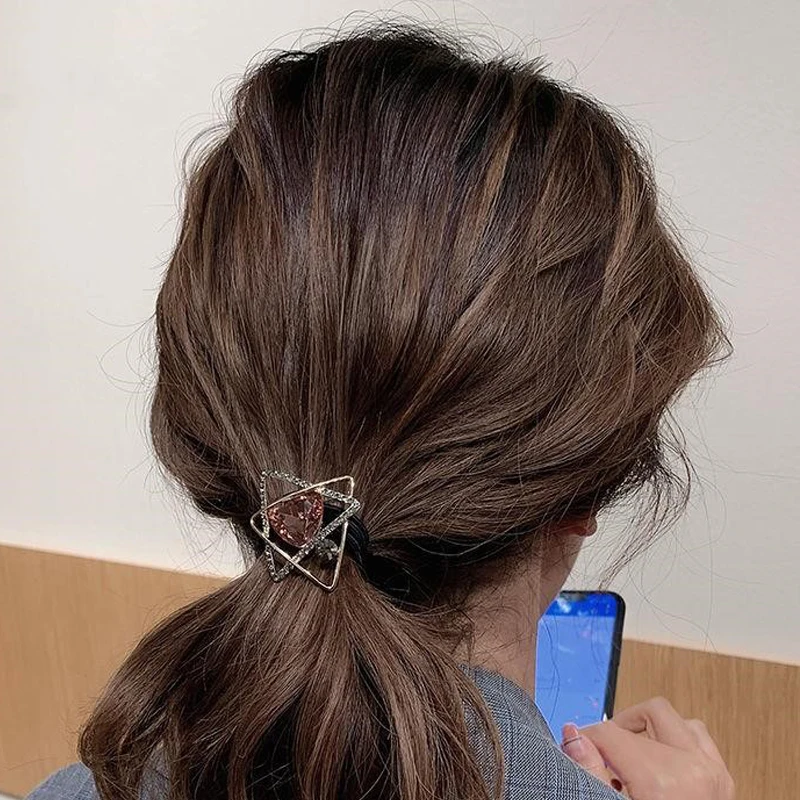 Planet Track Tali Kepala Kristal Temperament Female Simple In Hair Ring Net Red Tie Hair Rope Leather Case