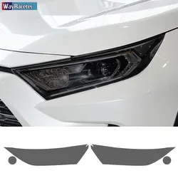 2 Pcs Car Headlight Protective Film Front Light Transparent Smoked Black TPU Sticker For Toyota RAV4 XA50 2019 2020 2021 2022