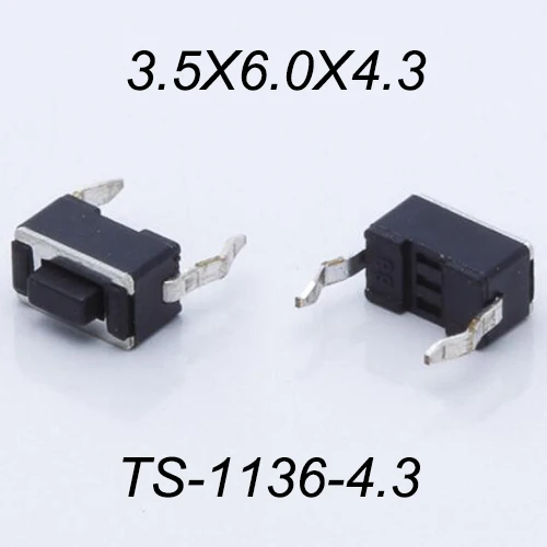 50PCS Black Push Button Switch Momentary Tact Button Switch 3X6X5mm/4.3mm DIP /SMT 2Pin 260GF Key Power Button