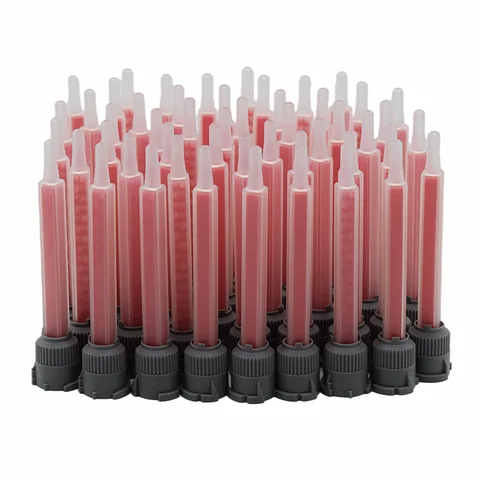 50pcs 정적 혼합 노즐 10:1 AB 접착제 혼합 튜브 에폭시 수지 접착제 애플리케이터 정적 믹서 90mm 정사각형 혼합 노즐 세트