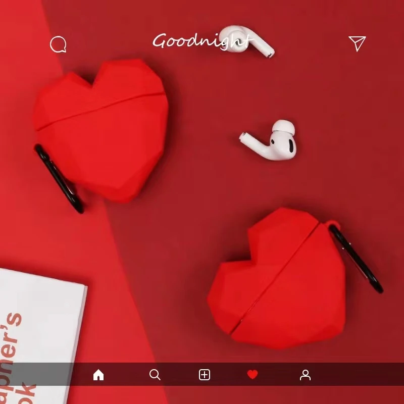 Heart shape Tpu Wireless Bluetooth Headphones Protective Cover with free Hook For AirPods Pro  Air Pods 3 Airpods 1 2 case