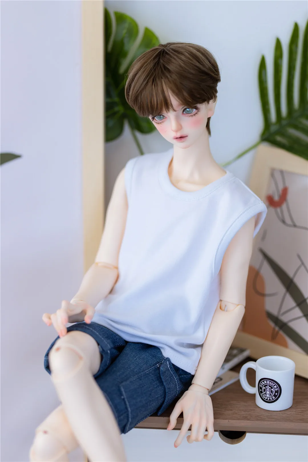 Bjd clothes apply to 1/3 ,uncle,1/4, doll Round collar Sleeveless vest BJD doll accessories