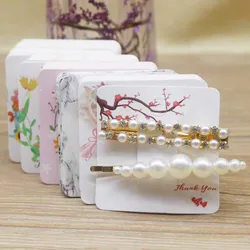 6x6cm 50pcs square shape white /brown hair card jewelry package hair clip card black blank paper hairclaw oranments display card