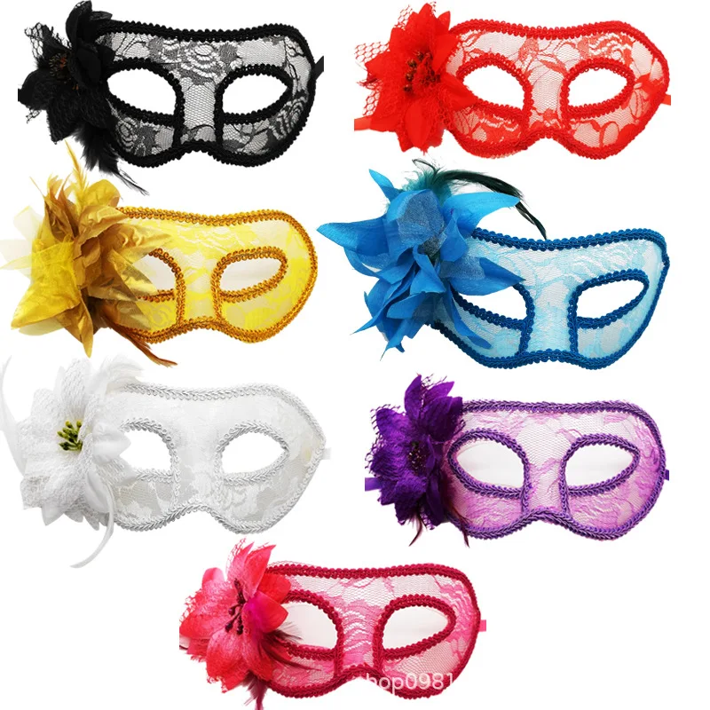 10pcs Masquerade Mask Carnival Prom Lace Flower Masks Retro Mardi Gras Costume Fancy Dress Birthday Wedding Party  Easter