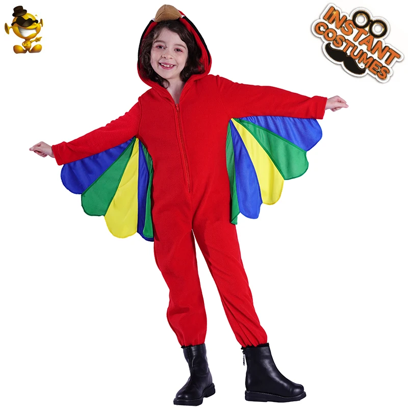 

DSPLAY Cosplay Baby Parrots Colorful Jumpsuit Costume Halloween Fancy Dress Cute Girls For Kids Purim Party Mascot Clothing