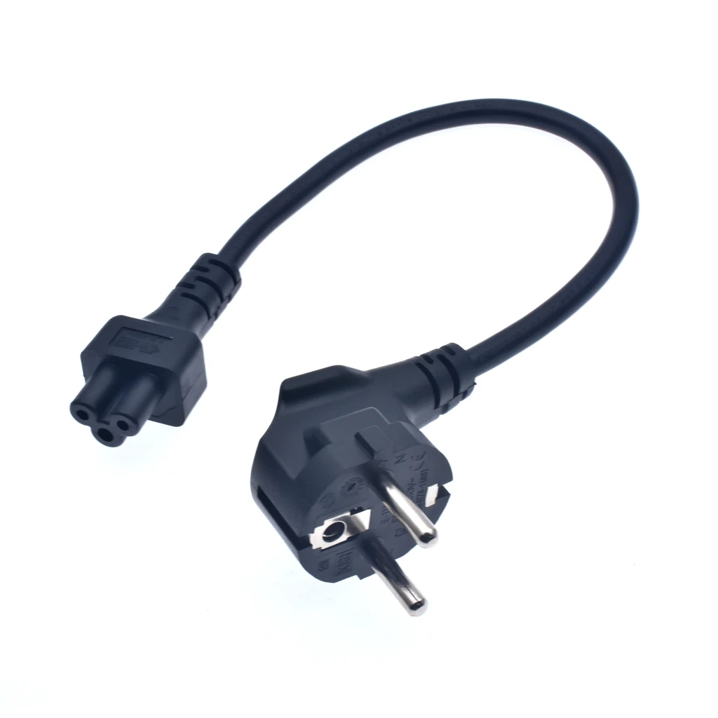 1ft European short travel power cord CEE7/7 male to IEC 320 C5 female for laptop notebook, 1ft schuko to C5 cord