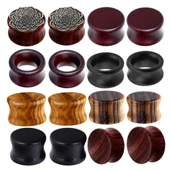 TIANCIFBYJS Natural Organic Wood Flesh Tunnel Ear Plugs Double Flared Earring Gauges Expander Piercing Body Jewelry 6-20mm 2pcs