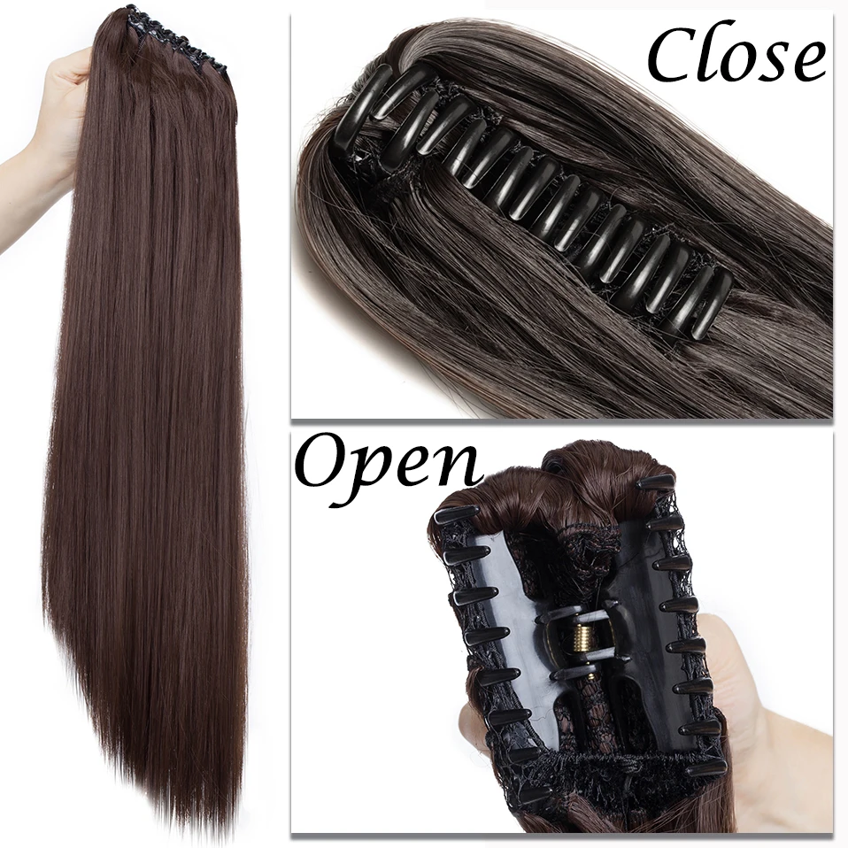 My-Lady Synthetic 21\' Claw On Ponytail Long Straight Hair Tail Clip In Hair Extensions Black Brown Pony Tail Hairpiece Fake Hair