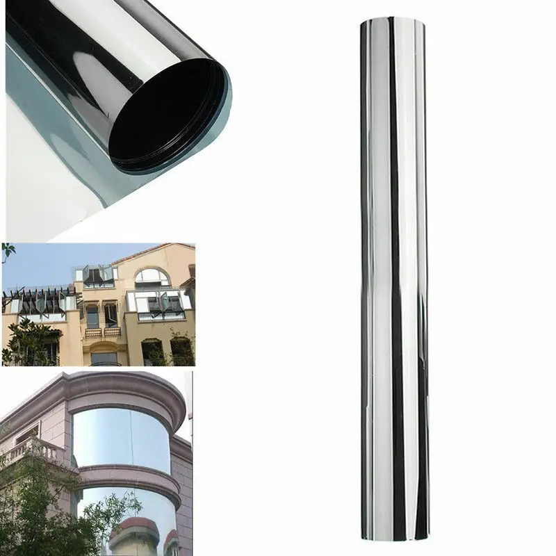 SUNICE Double Silver One way Mirror Window Film Decoration House Window Self-adhesive Tint Building Glass 90cmX400cm