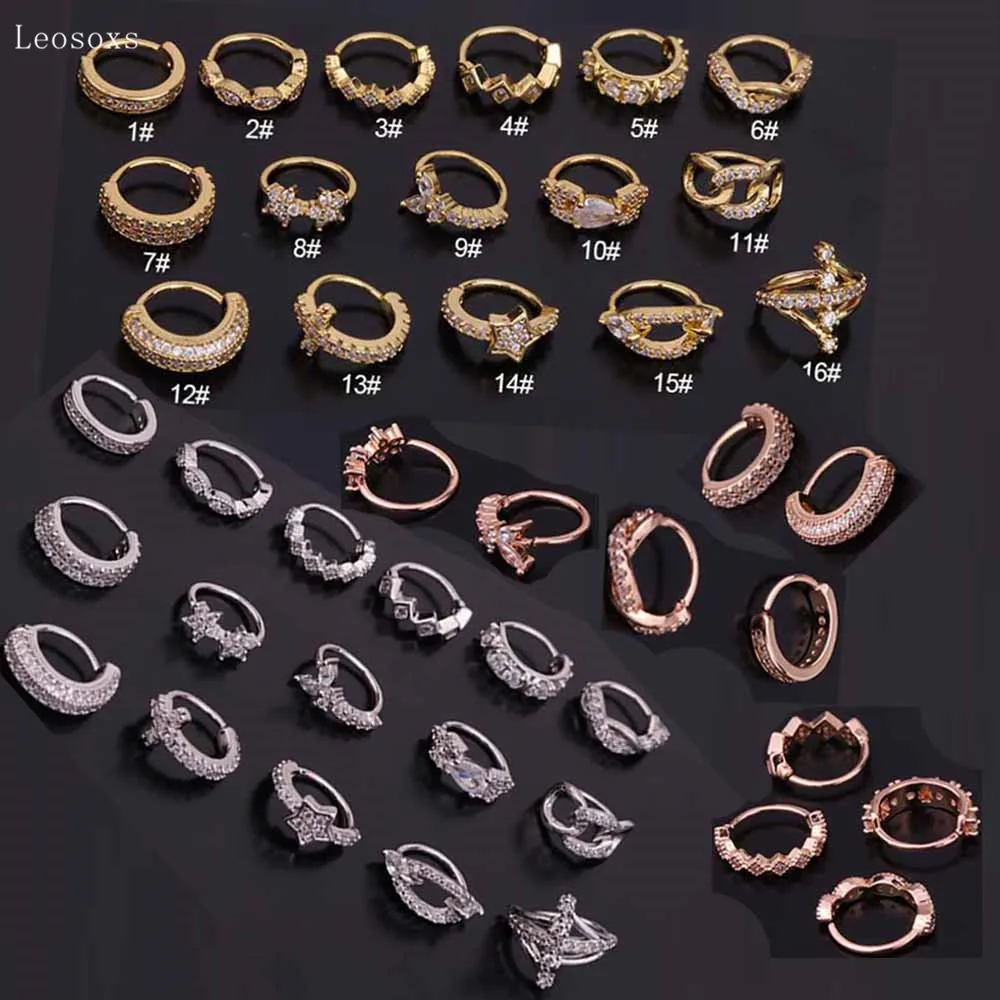 Leosoxs 2pcs Korean Style Personality Niche Zircon Ear Bone Ring Exquisite Human Body Piercing Jewelry