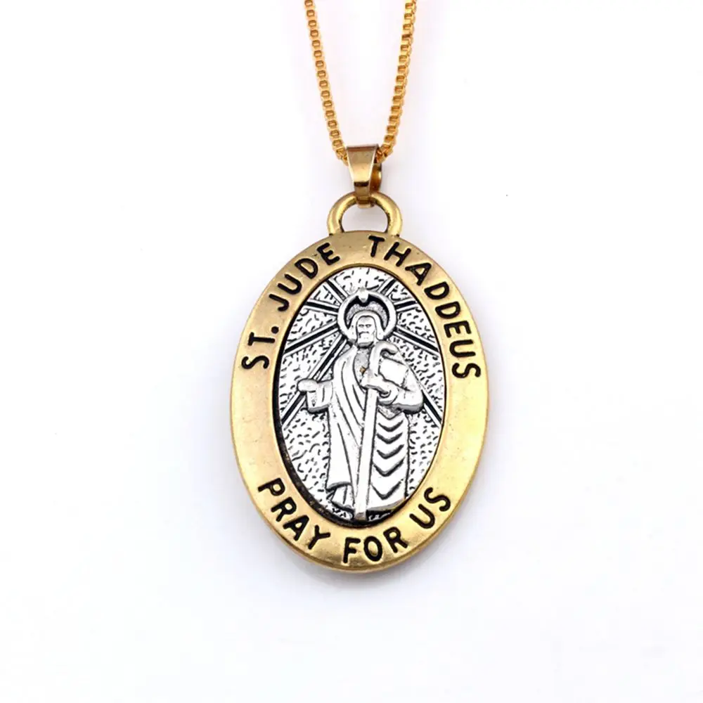 

10pcs ST JUDE THADDEUS Pray For Medal Religious Pendant Necklaces