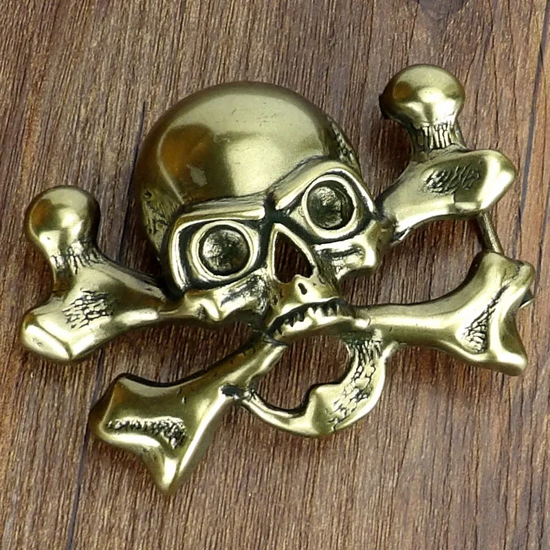 Skull Belt Buckle Metal Cowboys  Buckles Silver Gilded Plating with Leather Belt for Men Punk rock style DIY Accessories