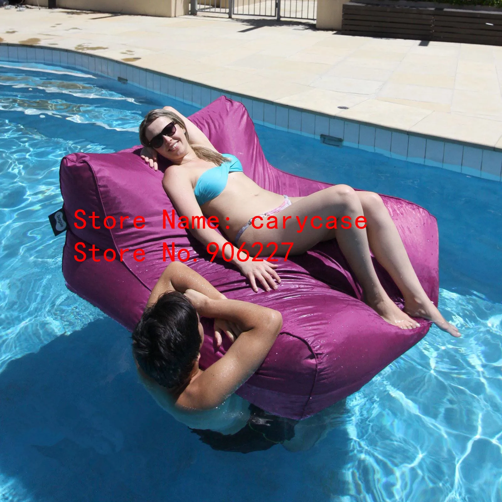 

purple color extra wide two seat space Floating Bean Bag Outdoor Waterproof lounge chair,pool swimming beanbag sofa coveronly