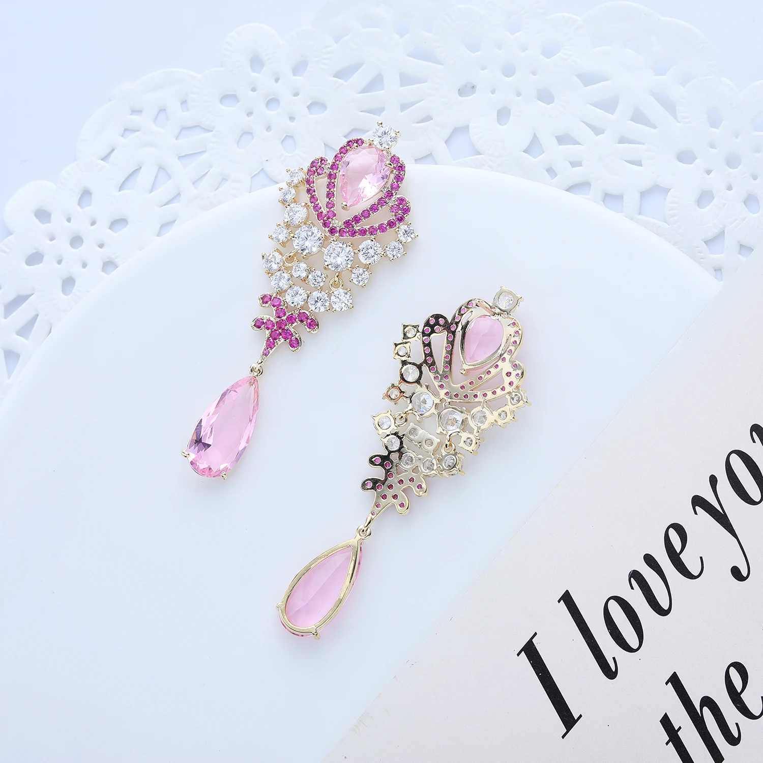 Cubic Zircon CZ Wings Earrings for Wedding Crystals Dangle Earring for Bridesmaid Women Girl Birthday Party Jewelry CE11346