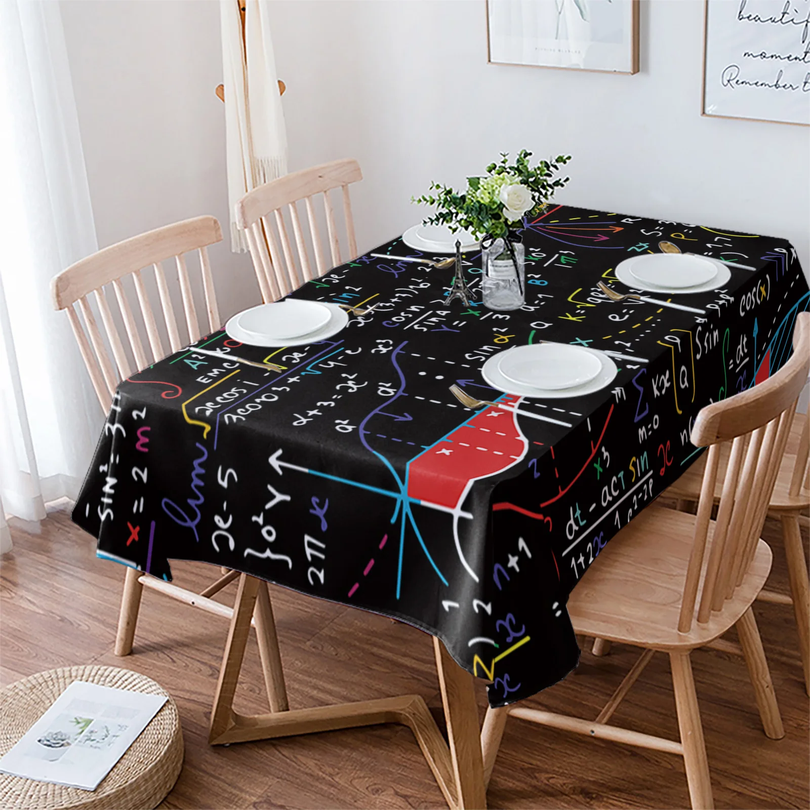 Mathematics Formula Chart Wedding Party Table Cloth Waterproof Oilproof Dining Table Cover Kitchen Home Decor Tablecloth