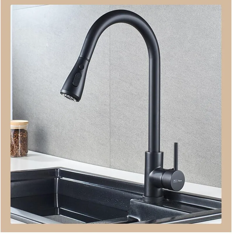 Kitchen Faucets Silver Single Handle Pull Out Kitchen Tap Single Hole Handle Swivel 360 Degree Water Mixer Tap Mixer Tap