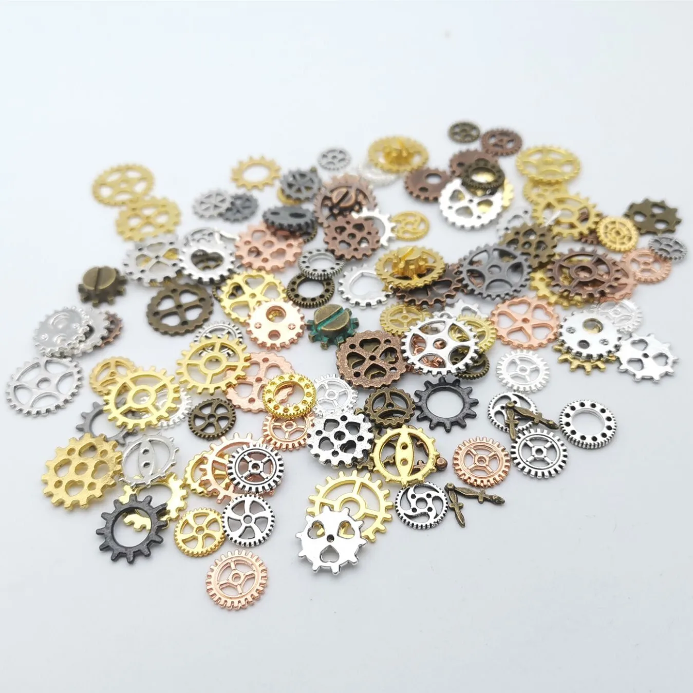 50pcs/lot  7-15mm Mixed  Mechanical Steampunk Cogs & Gears Charm Alloy Jewelry Accessories DIY Necklace Bracelet  Charms Making