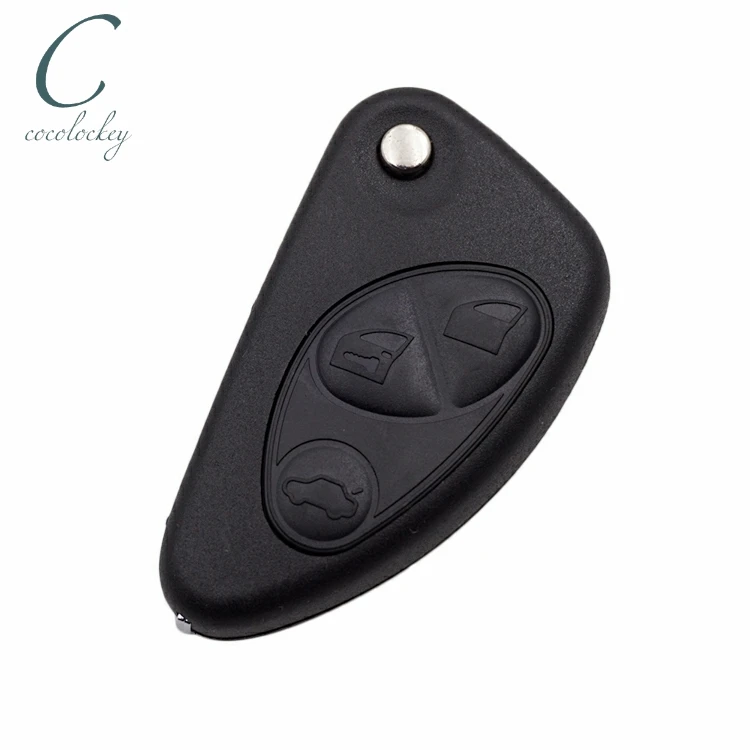 Cocolockey Flip Remote Car Key Shell for Alfa Romeo 147 156 GT 3 Buttons Uncut Blade Blank Replacement No Logo Folding Key Shell