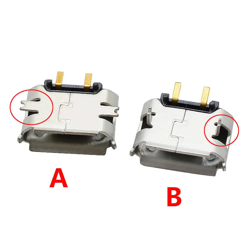 

10-100PCS Micro USB Connector Socket Female Jack 2pin High Current USB Connectors For Smart Electronic Power Charging Port 2P